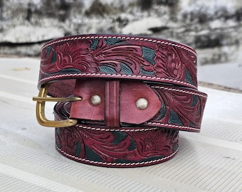 Vintage années 90 Express Marron Cuir Western Metal Chain