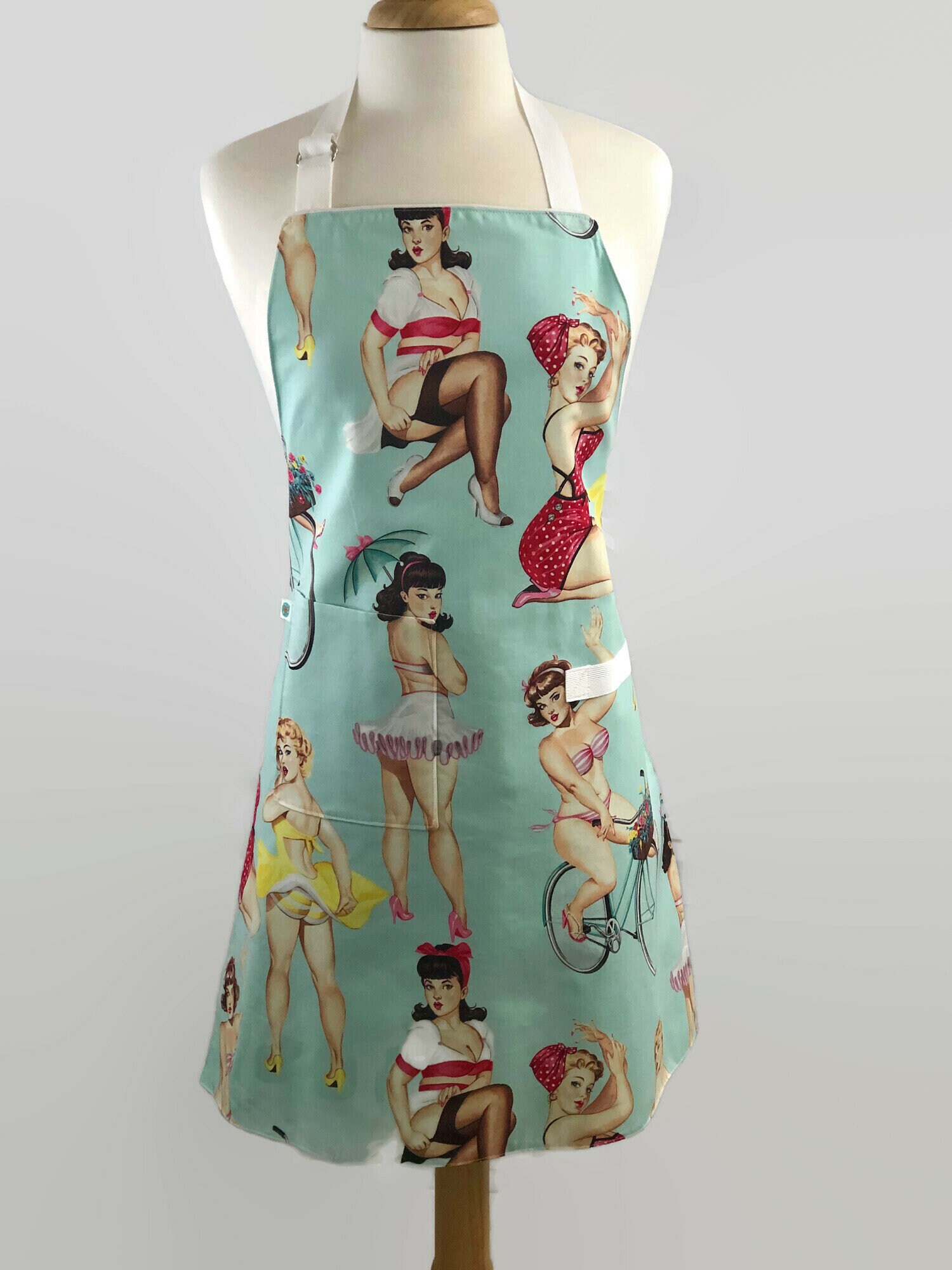 Retro Good and Plenty Pinup Girls Female Pin Up Apron Blue | Etsy