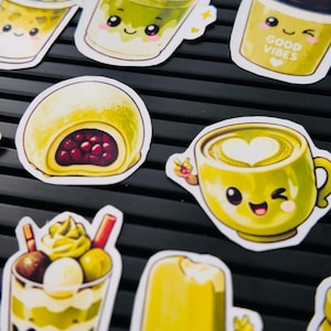 Matcha Waterproof Vinyl Stickers | Cute Kawaii Stickers | Random Pack | Scrapbooking | Journal, Notebook, Tumbler Sticker