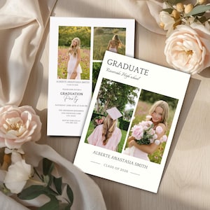 Timeless Graduation Announcement Template | Class of 2026|  Editable Invite with Photos
