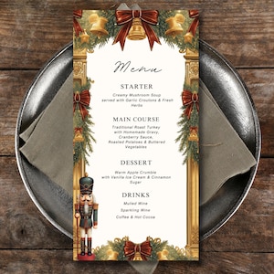Printable Christmas Dinner Menu | Editable Holiday Template | Instant Festive Decor