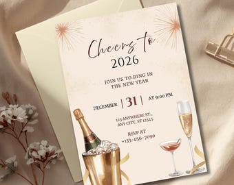 2026 New Year's Eve Invitation • Editable Champagne Party Invite • Instant Download & Printable