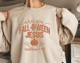 Camiseta "¿Eres Fall O Ween Jesus?", sudadera cristiana de otoño, camiseta de calabaza con fe, versículo bíblico Mateo 4:19, camiseta unisex