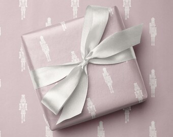 Pink Nutcracker Wrapping Paper, Blush Pastel Christmas Luxury Gift Wrap