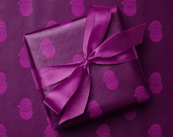 Purple Santa Wrapping Paper, Monochromatic Christmas Gift Wrap