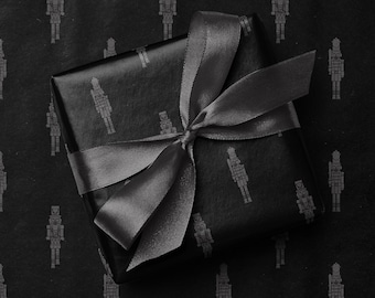 Black Nutcracker Wrapping Paper, Modern Minimalist Christmas Gift Wrap Roll
