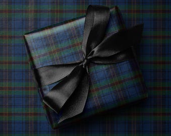 Blue Green Tartan Plaid Wrapping Paper, Classic Heritage Gift Wrap