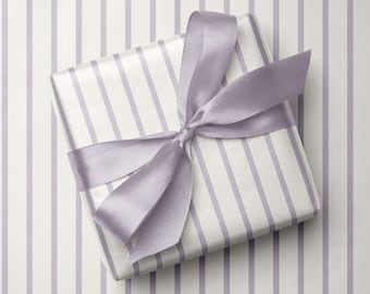 Lilac Stripe Wrapping Paper, Purple Striped Luxury Gift Wrap