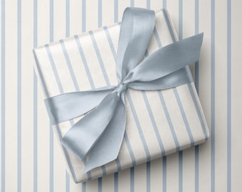 Blue Stripe Wrapping Paper, Modern Striped Luxury Gift Wrap