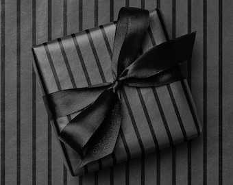 Luxury Black Striped Wrapping Paper, Modern Monochrome Stripe Gift Wrap