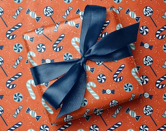 Coastal Candy Wrapping Paper, Playful Nautical Sweets Gift Wrap Roll