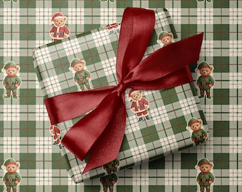 Tartan Teddy Bear Christmas Wrapping Paper, Plaid Plaid Gift Wrap Roll