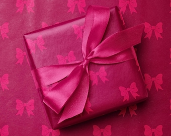 Pink Bow Wrapping Paper, Monochromatic Feminine Gift Wrap
