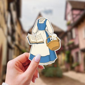 Belle’s Town Dress Sticker | Beauty and the Beast Waterproof Vinyl Stickers | Disney Inspired Stickers