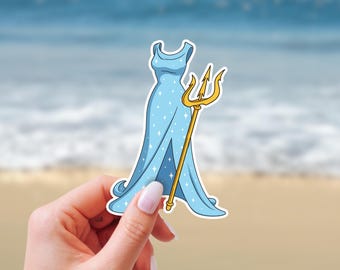 Princess Ariel’s Sparkly Dress Sticker | The Little Mermaid Waterproof Vinyl Stickers | Disney Inspired Stickers