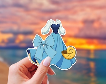 Princess Ariel Dress Sticker | Shell Necklace Sticker | The Little Mermaid Waterproof Vinyl Stickers | Disney Inspired Stickers