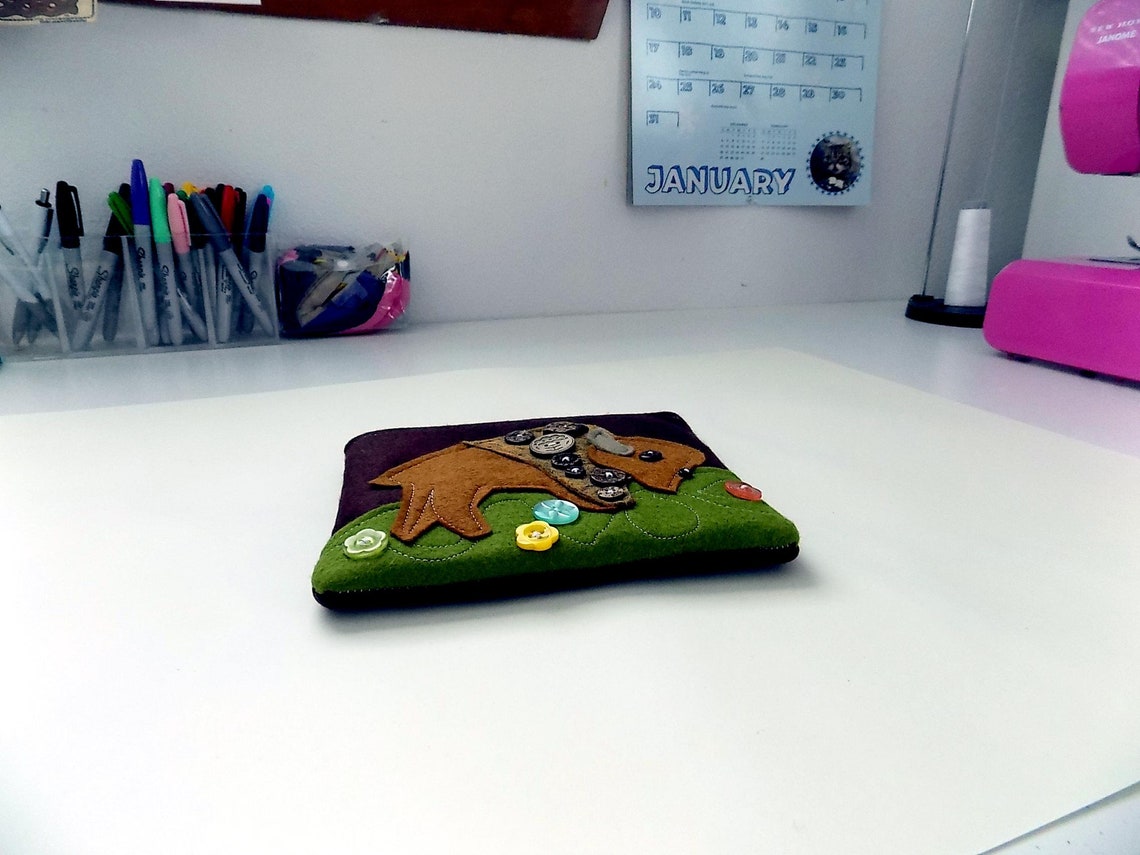 Titonka Bison Buffalo Zipper Pouch in Earth Browns by Etsy