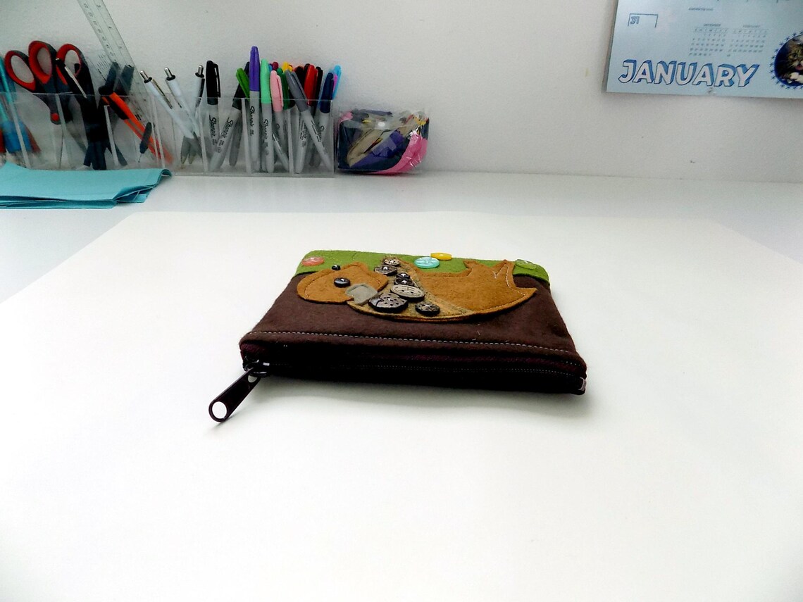 Titonka Bison Buffalo Zipper Pouch in Earth Browns by Etsy