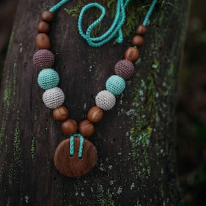 Handmade Button Necklace, apple wood, KangarooCare