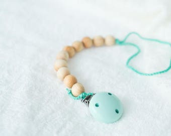 Mint Pacifier Clip - Juniper Wood - KangarooCare