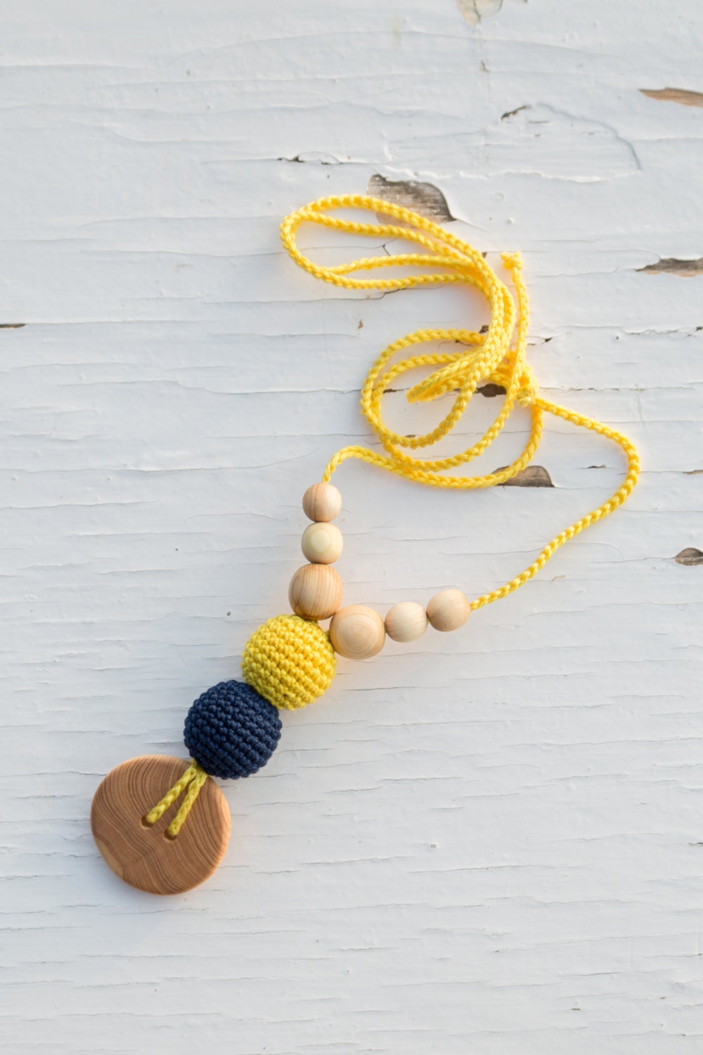 The Best Babywearing Necklace by KangarooCare yellow & navy Etsy