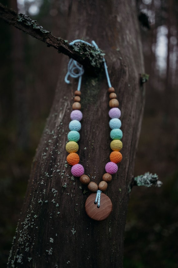 Nursing Necklace Babywearing and Breastfeeding Accessory New Mom Gift Sensory Toy Double Aqua Rainbow Etsy Australia