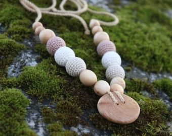 Collier Bouton Fait Main en Crème & Beige