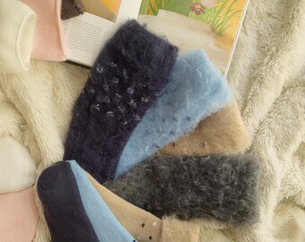 Lot pelucheux hiver/printemps, chaussettes à pois : chaudes et douces | Cadeau ultra moelleux