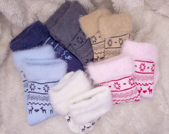Lot de chaussettes duveteuses de Noël faon (3/6 paires) : duveteuses, douces et chaudes