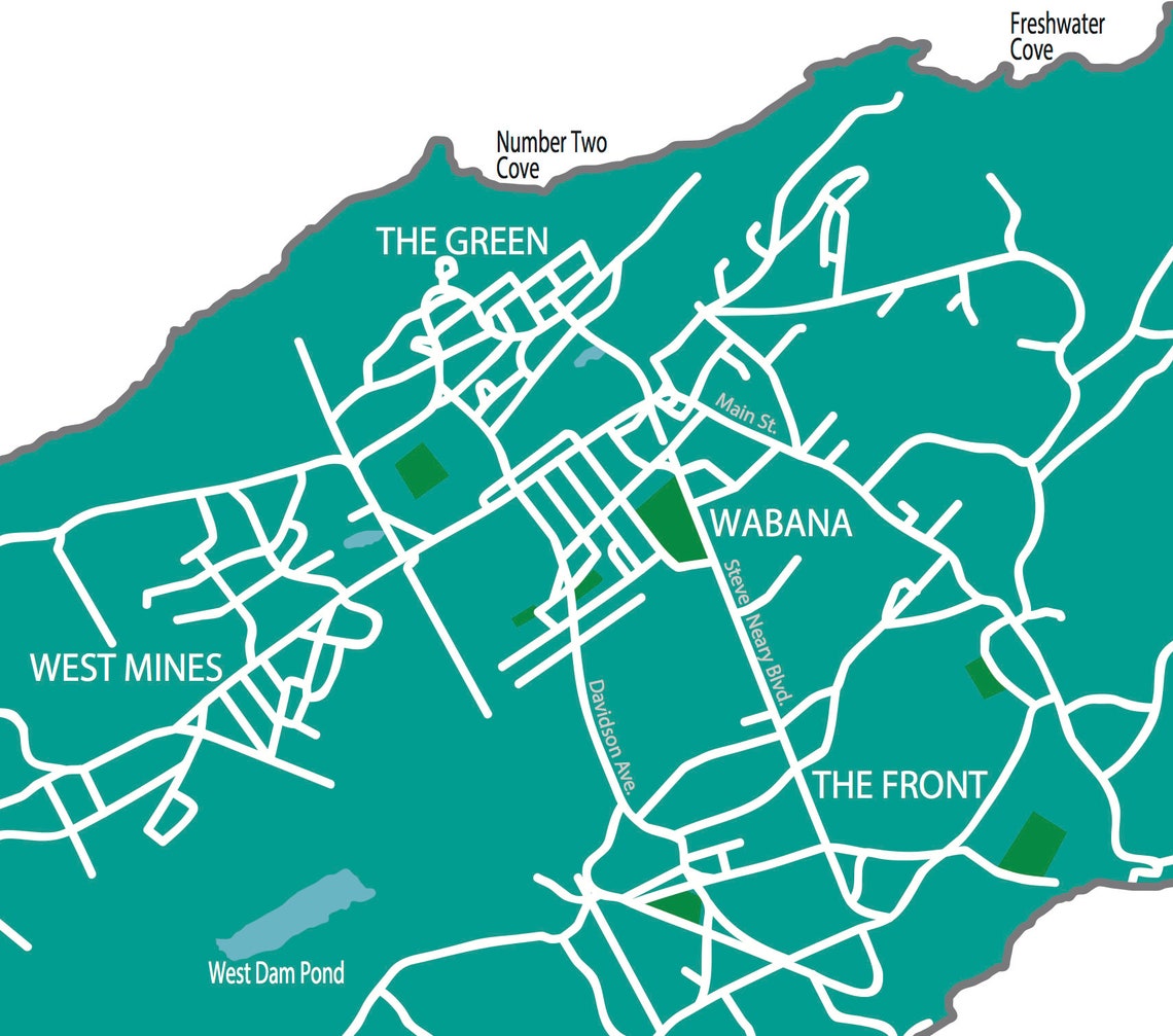Typographic Map of Bell Island Newfoundland Avalon Etsy Canada