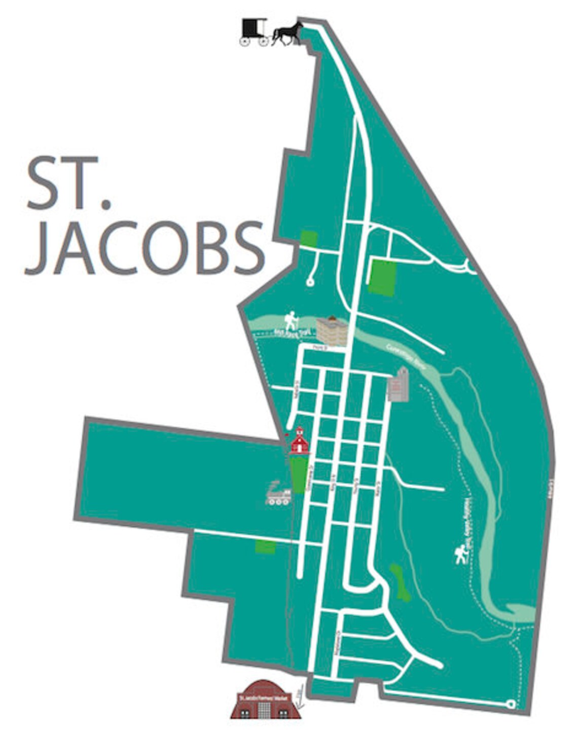 Typographic Map of St. Jacobs Ontario Waterloo Region Town Etsy