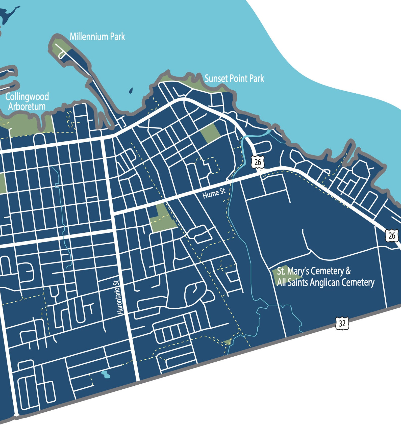 Typographic Map of Simcoe County Lake Simcoe Area Map Etsy Canada