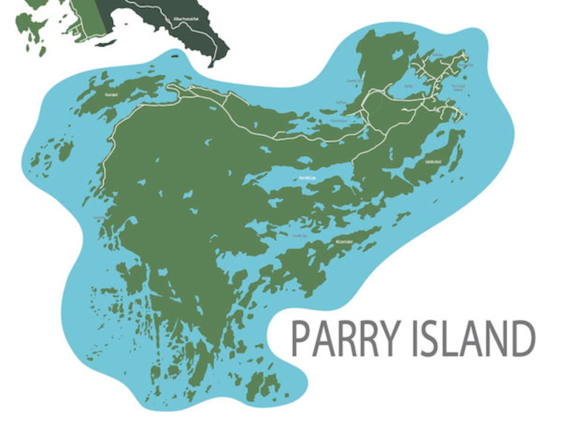 Typographic Map of Parry Island Ontario Parry Sound Cottage Etsy Finland