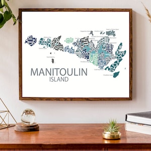 Typographic Map of Manitoulin Island | Manitoulin Map | Ontario Island Map | Canadian Map | Custom Map Poster | Personalized Map Art