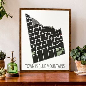 Carte typographique de la ville des Blue Mountains | comté de Grey (Ontario| | d’affiche de carte personnalisée | d’art cartographique personnalisée Cadeau ski lovers