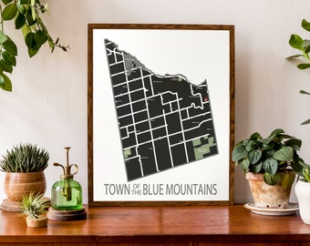 Typographic Map of the Town of the Blue Mountains | Grey County, Ontario | Custom Map Poster | Personalized Map Art | Ski Lovers Gift