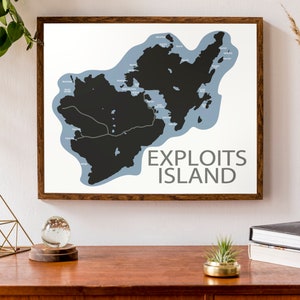 Carte typographique de l’île Exploits, Terre-Neuve-| | de l’océan Atlantique Carte des Maritimes | | d’affiche de carte personnalisée Art cartographique personnalisé