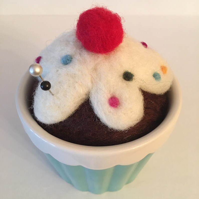 Felted Cupcake Pin Cushion Needlefelt Pin Cushion Useable Etsy
