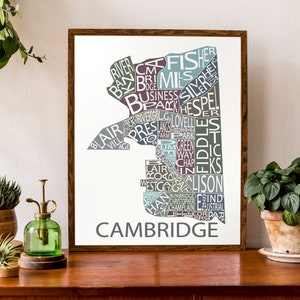Carte typographique de Cambridge, Ontario | Carte de la ville Imprimer | Carte de quartier Art | | d’impression d’art de l’Ontario carte canadienne | Affiche de carte personnalisée