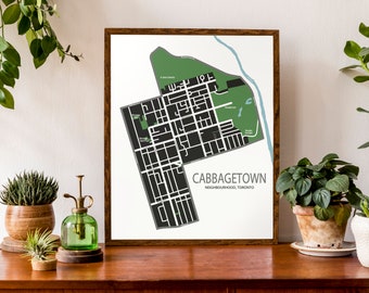 Typographic Map of Cabbagetown, Toronto, Ontario, Canada | Neighbourhood Map | Modern Map Print | Custom Map Poster | Personalized Map Art