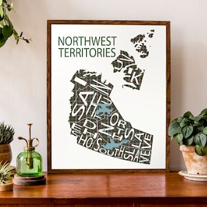 Carte typographique des Territoires du Nord-Ouest, Canada | carte territoriale | carte canadienne | | d’affiches personnalisées Impression personnalisée