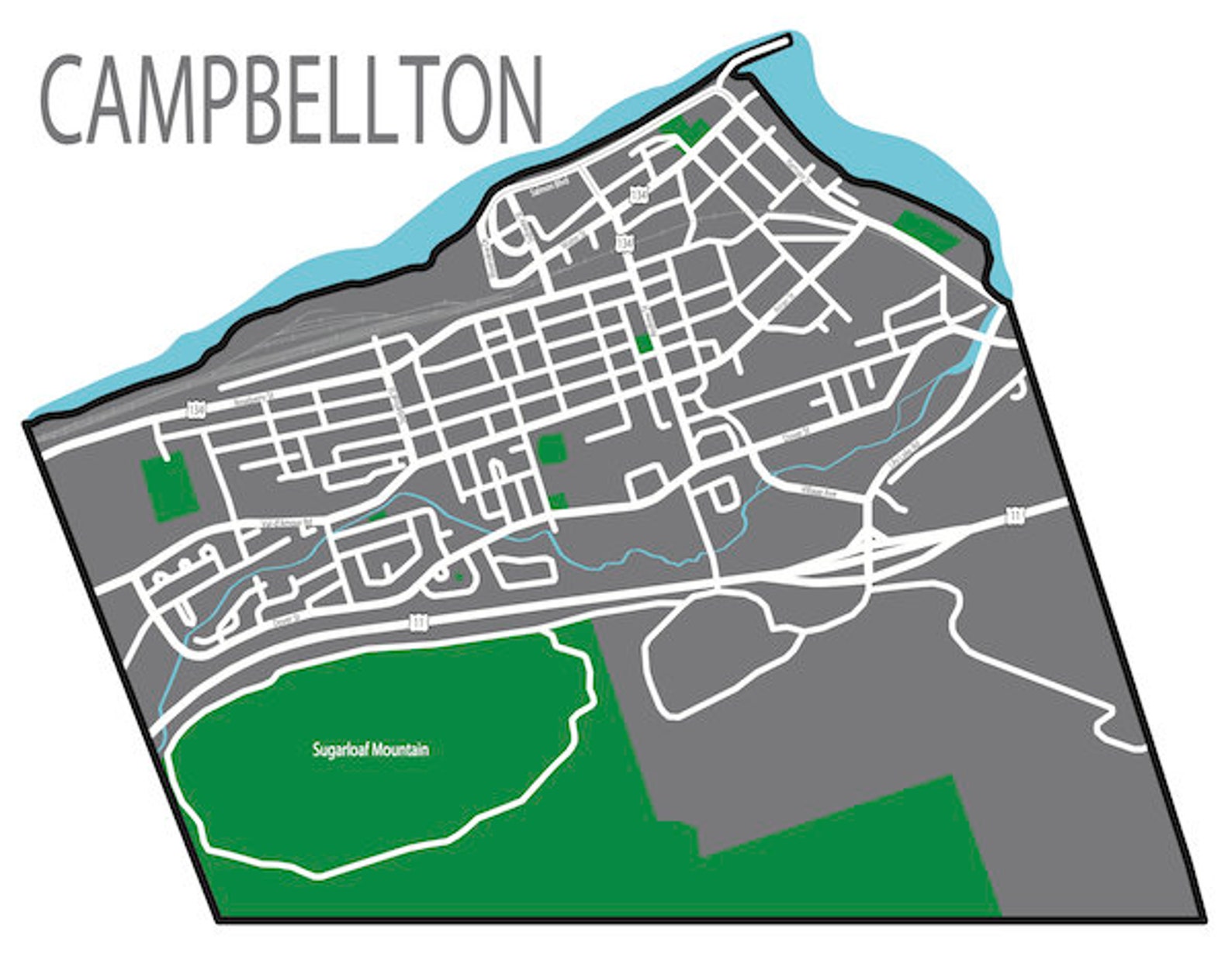 Typographic Map of Campbellton New Brunswick Canada Map Etsy
