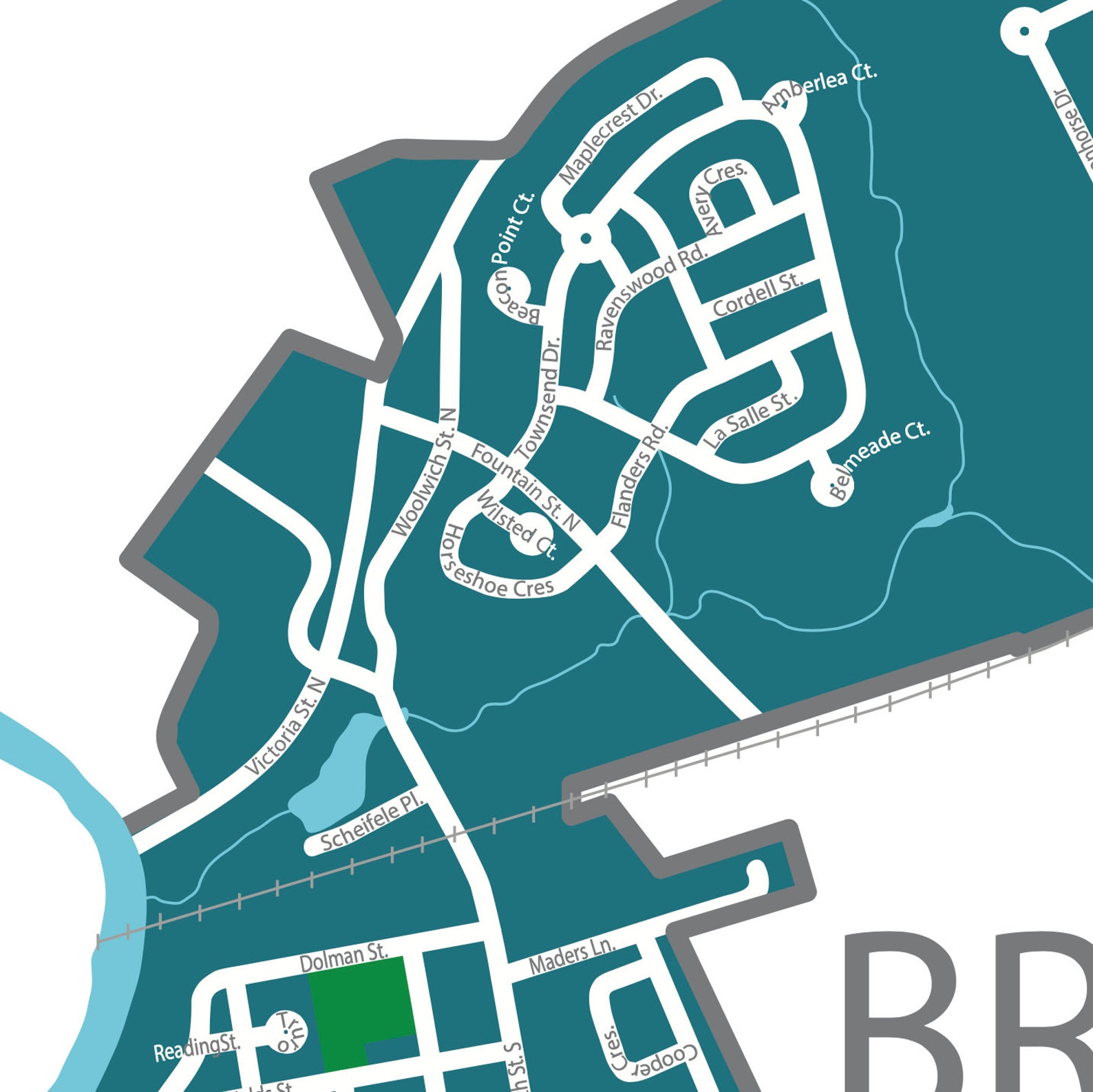 Typographic Map of Breslau Ontario Waterloo Region Town Map Etsy