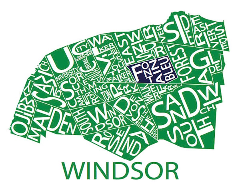 Typographic Map of Windsor Ontario Canadian City Map Print - Etsy