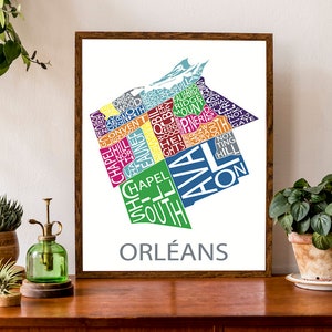 Carte typographique d'Orléans à Ottawa, Ontario | affiche de quartier | Impression du plan de la ville | Carte du Canada | Impression personnalisée