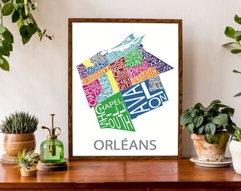 Typographic Map of Orleans in Ottawa, Ontario | Neighbourhood Poster | City Map Print | Canadian Map | Custom Print