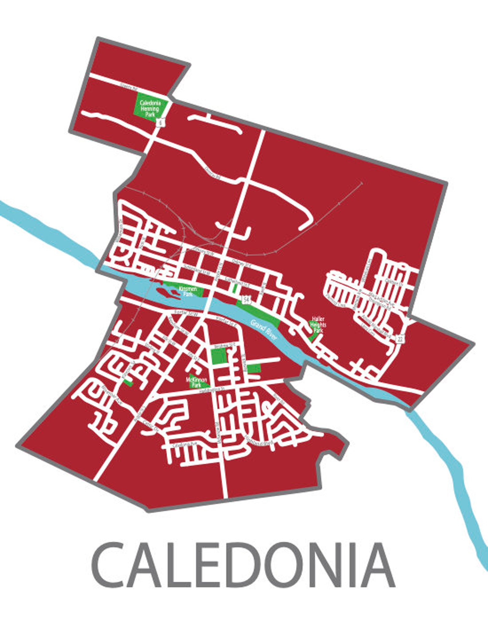 Typographic Map of Caledonia Ontario Haldimand County Etsy