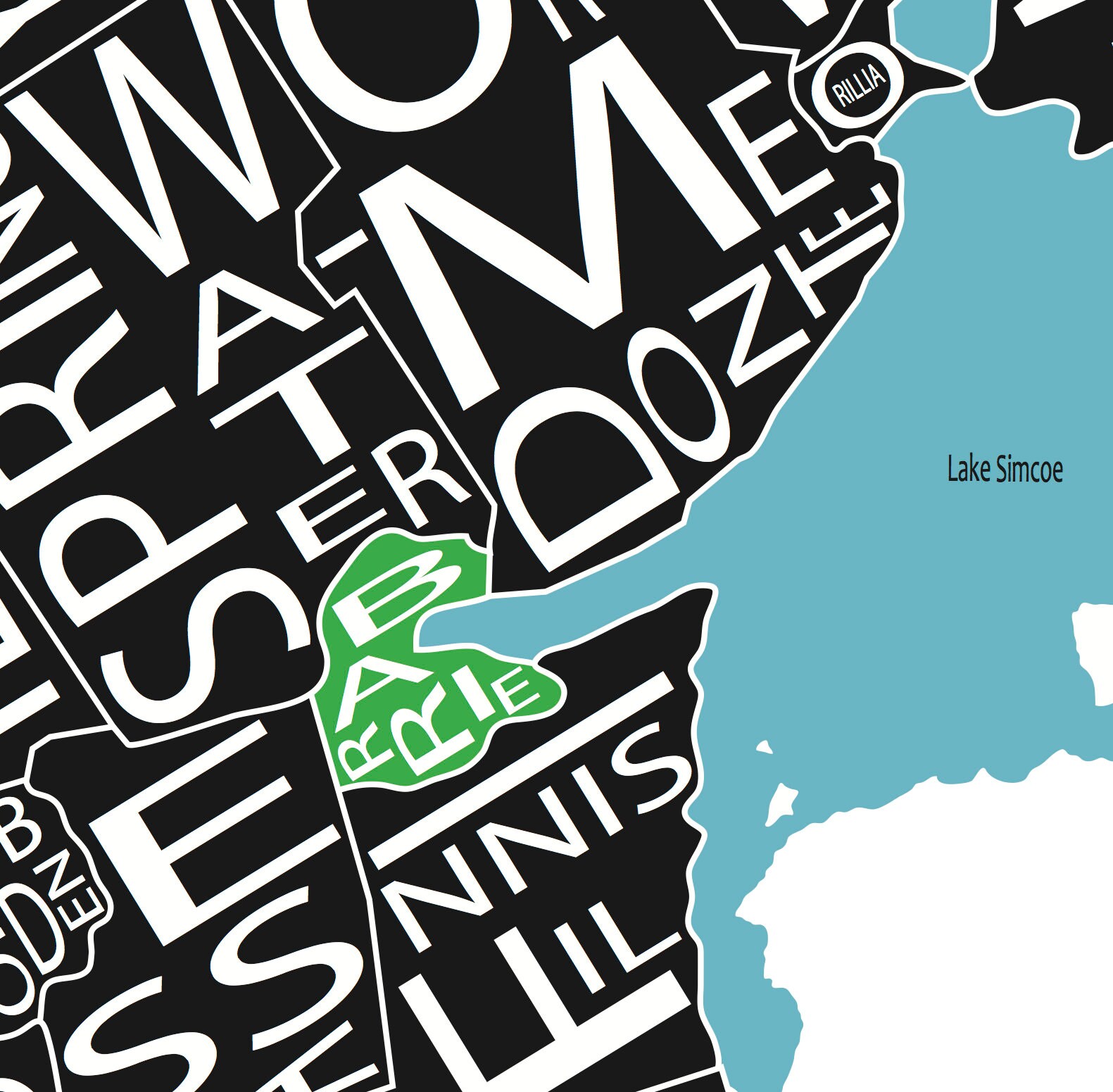 Typographic Map of Simcoe County | Lake Simcoe Area Map | Ontario ...