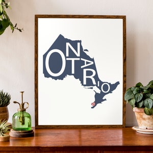 Carte typographique de l’Ontario | Carte provinciale | carte canadienne | | d’affiche de carte personnalisée Impression de carte personnalisée