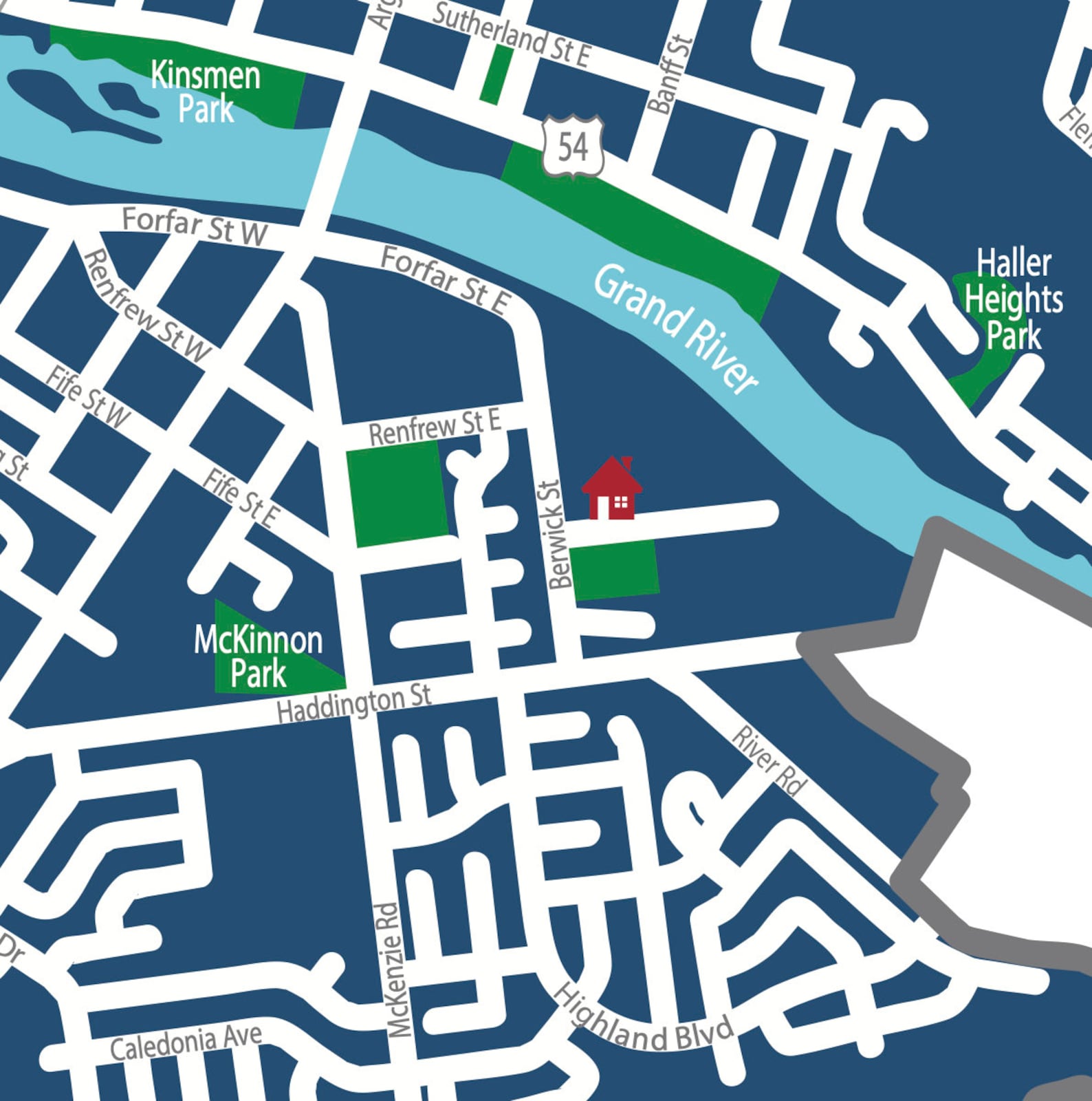 Typographic Map of Caledonia Ontario Haldimand County Etsy